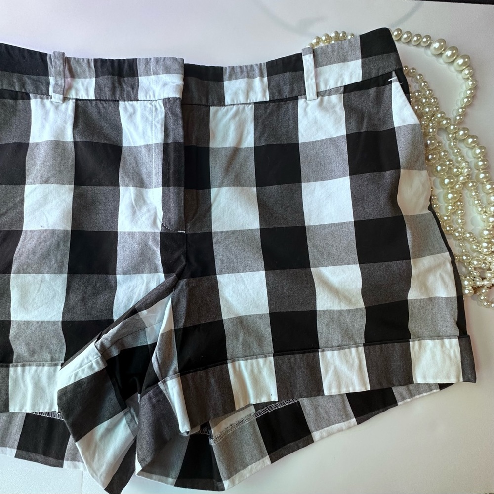 LOFT Black and White Plaid Shorts